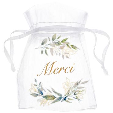 De splendides pochons verts pour offrir des dragées à vos invités lors de votre événement avec la collection Feuillage | jourdefete.com