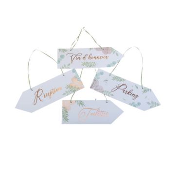 4 fleches signaletiques recto verso botanique rose gold | jourdefete.com