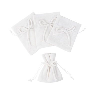 Pochons effet lin blancs avec cordelette | jourdefete.com