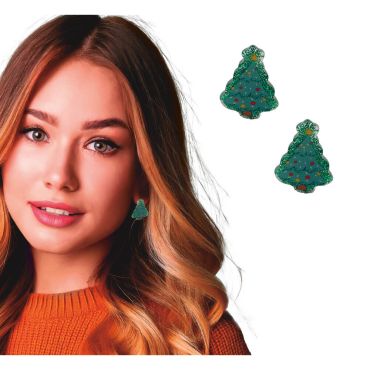 Boucles d’oreilles fantaisie sapin de Noël | jourdefete.com