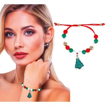 Bracelet de Noël fantaisie avec pendentifs sapin | jourdefete.com