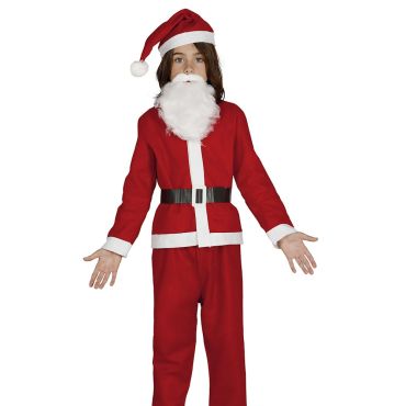 Costume Père Noël enfant avec barbe et bonnet rouge | jourdefete.com