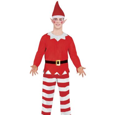 Déguisement Lutin Farceur Homme rouge et blanc pour Noël | jourdefete.com