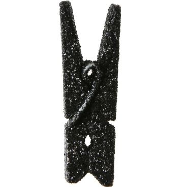 6 Petites Pinces Pailletées en Bois - Noir
