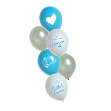 6 Ballons de Baudruche Baby Shower Garçon