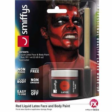 Latex liquide rouge en pot avec son pinceau applicateur