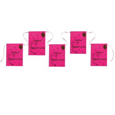 Guirlande Fanions "Joyeux Anniversaire" - Fuchsia