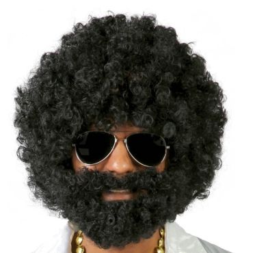 Perruque Afro Noire avec Barbe