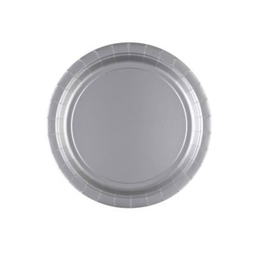 8 Assiettes en Carton Argents - 23 cm