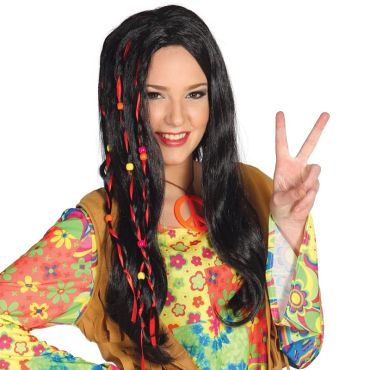 Perruque Hippie Brune pour Femme