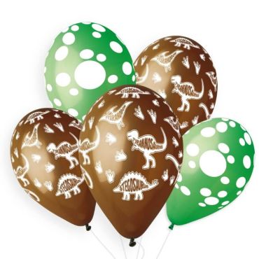5 ballons imprimés dinosaures de 33 cm | jourdefete.com
