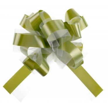 5 Nœuds automatiques en tulle - Vert Sauge | jourdefete.com