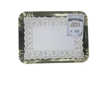 5 plateaux rectangulaires dorés élégants 30x40 cm avec napperons | jourdefete.com