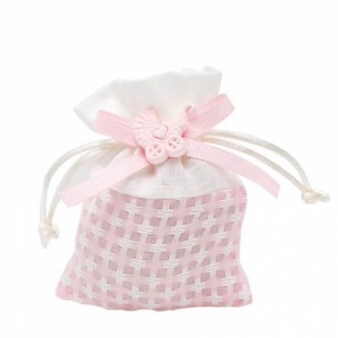 5 Pochons à Damiers et Landau - Rose | jourdefete.com