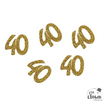 Confettis dorés en forme de "40" pour des décorations festives | jourdefete.com