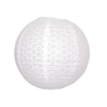 Lanterne Japonaise en Papier Blanche Effet Dentelle - 35 cm