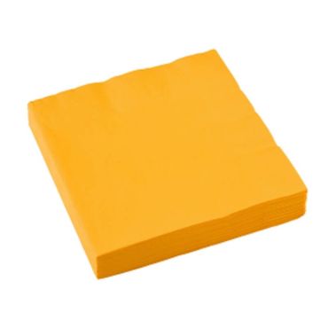 Sachet de 20 serviettes cocktail - Jaune Soleil