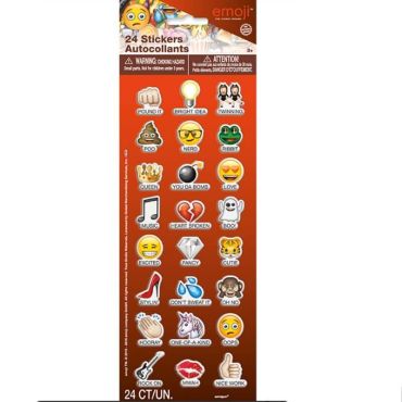 Planche de 24 Stickers Emoji avec texte