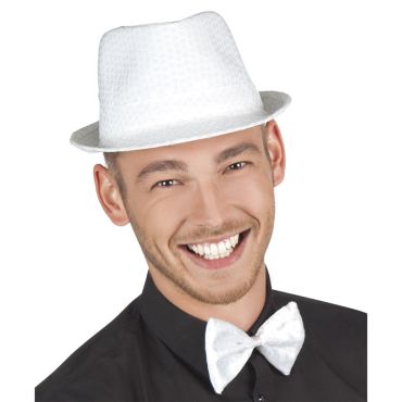 Nœud papillon à sequins - Blanc