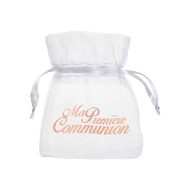 6 Pochons à Dragées Communion - Corail