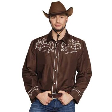 Chemise de Cow Boy Marron Homme - Taille au Choix