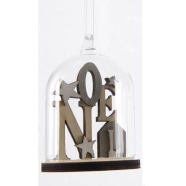 Socle avec Cloche en Verre à Suspendre - Noël - Gris