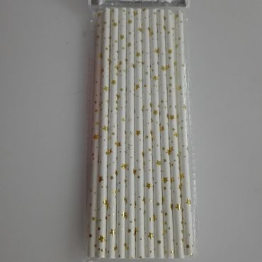 Lot de 20 pailles blanches avec étoiles dorées