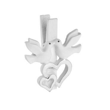 4 Pinces en Bois Colombes Blanches 4 Pinces en Bois Colombes Blanches