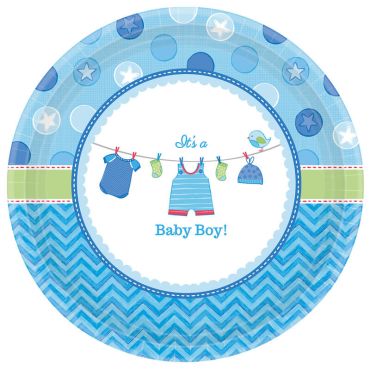 8 Grandes Assiettes Cartonnées - It's a Baby Boy !