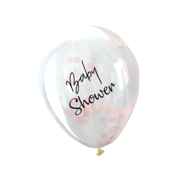Ballons Baby Shower transparent confettis roses | jourdefete.com