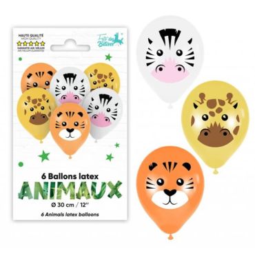 Un lot de 6 ballons pour un anniversaire pour enfant sur le thème des animaux | jourdefete.com