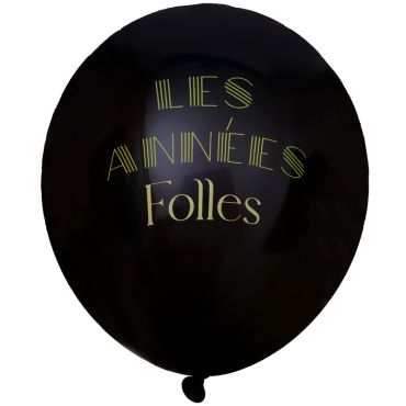 Ballons noirs Gatsby avec inscription dorée "Les Années Folles" | jourdefete.com