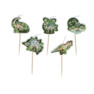 Bougies dinosaures sur pique pour décoration de gâteau d’anniversaire enfant | jourdefete.com