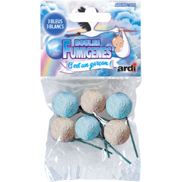 Boules fumigènes bleues et blanches pour célébration d'une naissance | jourdefete.com