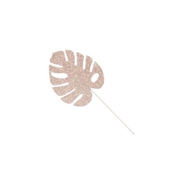 6 Feuilles Monstera pailletee sur tige rose gold ou or | jourdefete.com