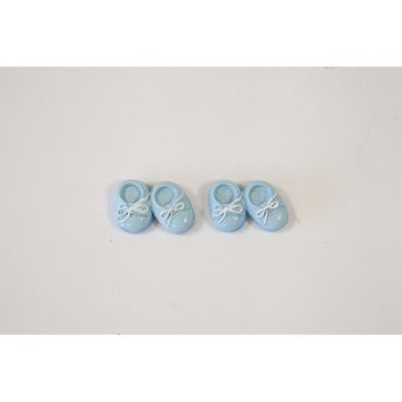 Mini chaussures bleues de bébé en résine pour déco de baptême | jourdefete.com