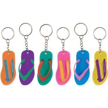 Sachet de 6 Porte-Clés en forme de Tong | jourdefete.com