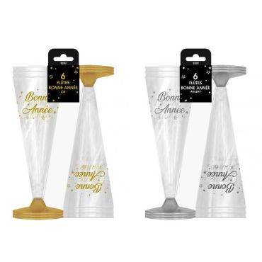 Un lot de 6 flûtes à champagne dorées ou argentées pour le Nouvel An | jourdefete.com