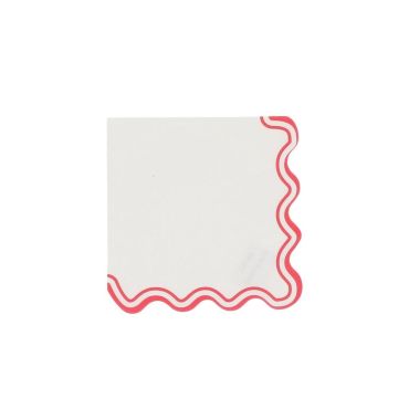 Serviettes Mix & Match blanc et rouge avec bord ondulé pour fête élégante | jourdefete.com