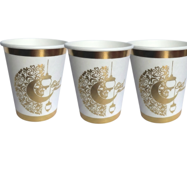 Gobelets en carton Eid Mubarak 35 cl dorés | jourdefete.com