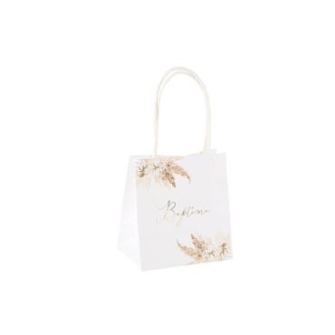 6 Sacs Cadeaux - Collection Pampas, Fleurs de Coton et Or 
