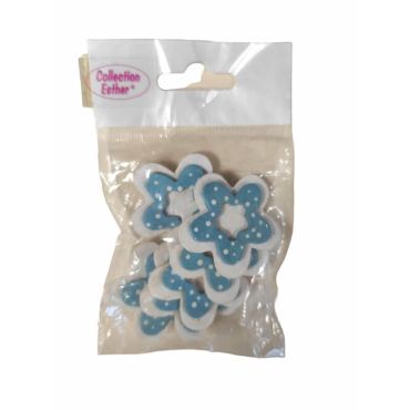 6 stickers de fleurs bleues "Plumetis" | jourdefete.com