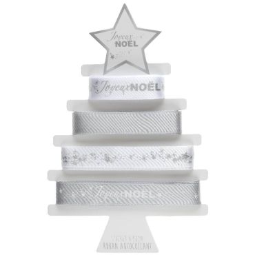 Rubans Autocollants - Joyeux Noël - Noël Argent Métallisé