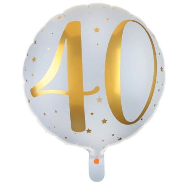 Ballon Anniversaire - Blanc et Or - 40 ans | jourdefete.com
