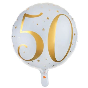Ballon Anniversaire - Blanc et Or - 50 ans | JOURDEFETE.COM