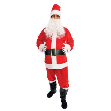 Costume Père Noël adulte complet avec barbe et ceinture noire | jourdefete.com