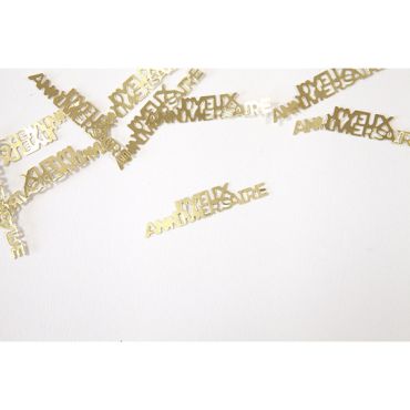 Confettis "Joyeux Anniversaire" en métal doré pour anniversaire | jourdefete.com