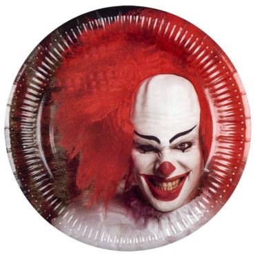 Sachet de 6 Assiettes en Carton - Clown d'Horreur