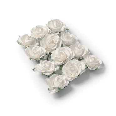 12 Roses Blanches sur Tige