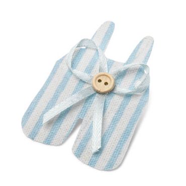 6 Etiquettes layette en lin rayées - Bleu et Blanc